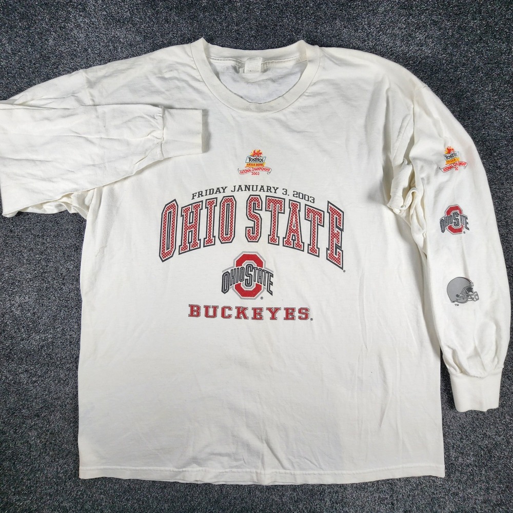 Ohio State Buckeyes 2003 Fiesta Bowl Champion Lee Sport T-Shirt Mens XL White